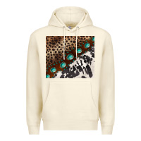 Sandshell leopard and cowhide gemstone leather Premium Hoodie - BarkalooDesign