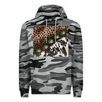 Slate Camo leopard and cowhide gemstone leather Premium Hoodie - BarkalooDesign