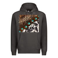 Smoke leopard and cowhide gemstone leather Premium Hoodie - BarkalooDesign
