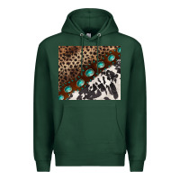 Sports Green leopard and cowhide gemstone leather Premium Hoodie - BarkalooDesign