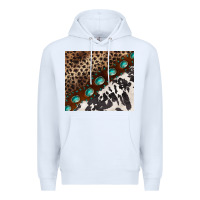 White leopard and cowhide gemstone leather Premium Hoodie - BarkalooDesign