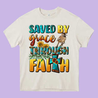 Saved By Grace Through Faith Heavy Core Tee Designed By Bundleandbundleshop
