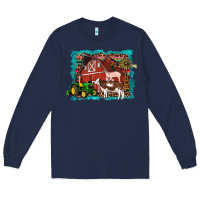 Navy farm life tractor cow pig rooster Long Sleeve Tee - Artiststas