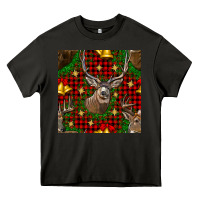 Asphalt christmas deer and bell seamless pattern Heavy Core Tee - BundleAndBundleShop