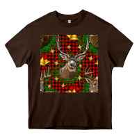 Chocolate Brown christmas deer and bell seamless pattern Heavy Core Tee - BundleAndBundleShop