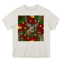 Cream christmas deer and bell seamless pattern Heavy Core Tee - BundleAndBundleShop