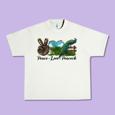 Peace Love Peacock Urban Heavy Tee Designed By Lillyallendesigns