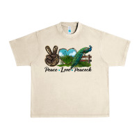 Sandshell Peace Love Peacock Urban Heavy Tee - LillyAllenDesigns