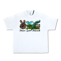 White Peace Love Peacock Urban Heavy Tee - LillyAllenDesigns