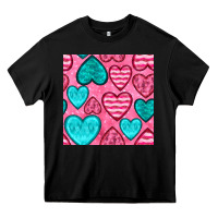 Black valentines day hearts seamless pattern Heavy Core Tee - BundleAndBundleShop