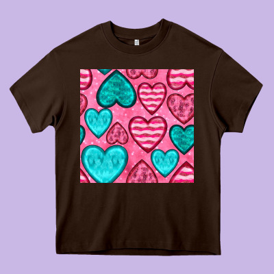 Valentines Day Hearts Seamless Pattern Heavy Core Tee Designed By Bundleandbundleshop