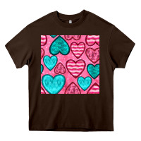 Chocolate Brown valentines day hearts seamless pattern Heavy Core Tee - BundleAndBundleShop