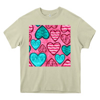 Mossy valentines day hearts seamless pattern Heavy Core Tee - BundleAndBundleShop