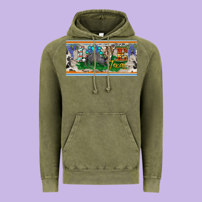 Love Texas Armadillo License Plate Vintage Hoodie Designed By Barkaloodesign