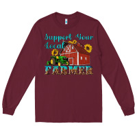 Burgundy western support your local farmer Long Sleeve Tee - Artiststas