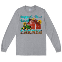 Heather Grey western support your local farmer Long Sleeve Tee - Artiststas