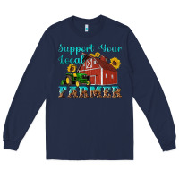 Navy western support your local farmer Long Sleeve Tee - Artiststas