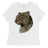 White Jaguarundi Head Ladies Tee - LillyAllenDesigns