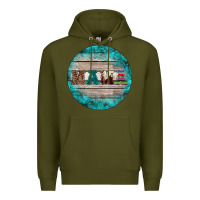 Army Green western turquoises mama ornament Premium Hoodie - BarkalooDesign