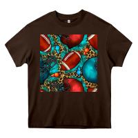 Chocolate Brown american football helmet with leopard and gemstone Heavy Core Tee - BundleAndBundleShop