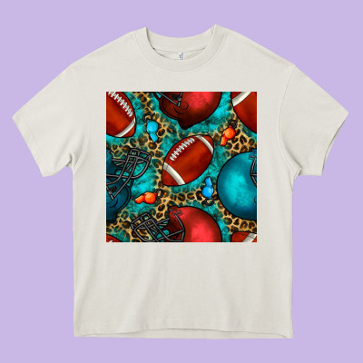 American Football Helmet With Leopard And Gemstone Heavy Core Tee Designed By Bundleandbundleshop
