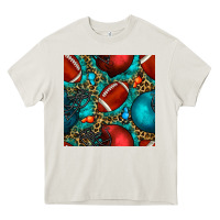 Cream american football helmet with leopard and gemstone Heavy Core Tee - BundleAndBundleShop