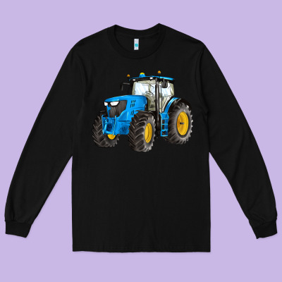 Western Farm Tractor Blue Long Sleeve Tee Designed By Artiststas