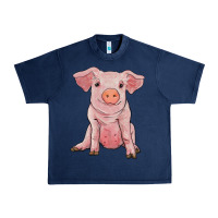 Navy sitting pig Urban Heavy Tee - RanaPortraitStore