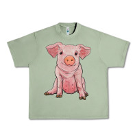 Oil Green sitting pig Urban Heavy Tee - RanaPortraitStore