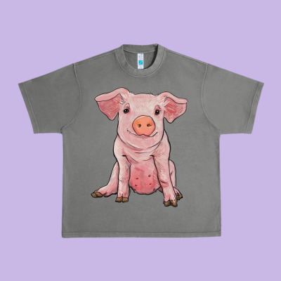 Sitting Pig Urban Heavy Tee Designed By Ranaportraitstore