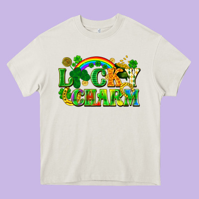 Lucky Charm Heavy Core Tee Designed By Fadigitalartstudio