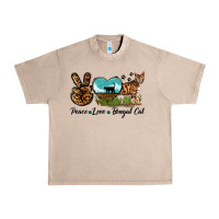 French Oak Peace Love Bengal Cat Urban Heavy Tee - LillyAllenDesigns