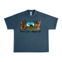 Midnight Navy Peace Love Bengal Cat Urban Heavy Tee - LillyAllenDesigns