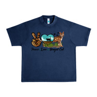 Navy Peace Love Bengal Cat Urban Heavy Tee - LillyAllenDesigns
