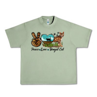 Oil Green Peace Love Bengal Cat Urban Heavy Tee - LillyAllenDesigns