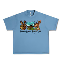 Pebble Blue Peace Love Bengal Cat Urban Heavy Tee - LillyAllenDesigns