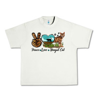Pistachio Peace Love Bengal Cat Urban Heavy Tee - LillyAllenDesigns
