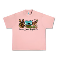 Salmon Peace Love Bengal Cat Urban Heavy Tee - LillyAllenDesigns