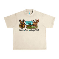Sandshell Peace Love Bengal Cat Urban Heavy Tee - LillyAllenDesigns