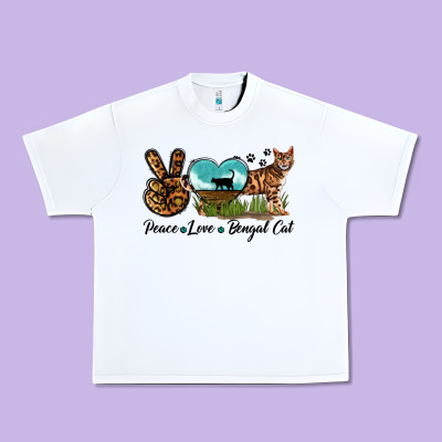 Peace Love Bengal Cat Urban Heavy Tee Designed By Lillyallendesigns