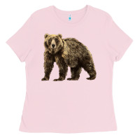 Bubblegum Pink Brown Bear Ladies Tee - LillyAllenDesigns