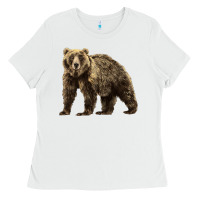 White Brown Bear Ladies Tee - LillyAllenDesigns