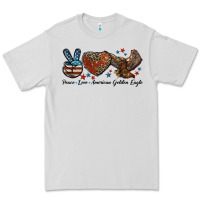Dove Grey Western Peace Love American Golden Eagle Premium Tee - LillyAllenDesigns