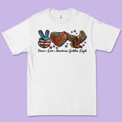Western Peace Love American Golden Eagle Premium Tee Designed By Lillyallendesigns