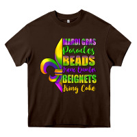 Chocolate Brown mardi gras parades beads french quarter beignets Heavy Core Tee - FaDigitalArtStudio