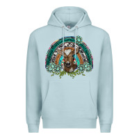 Blue Mist turquoise gemstones brown baby cow  rainbow Premium Hoodie - BarkalooDesign