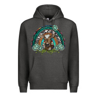 Charcoal Heather turquoise gemstones brown baby cow  rainbow Premium Hoodie - BarkalooDesign