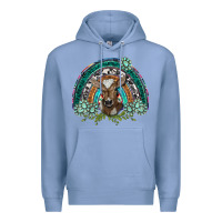 Colony Blue turquoise gemstones brown baby cow  rainbow Premium Hoodie - BarkalooDesign