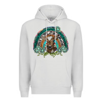 Dove Grey turquoise gemstones brown baby cow  rainbow Premium Hoodie - BarkalooDesign