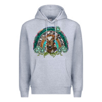 Heather Grey turquoise gemstones brown baby cow  rainbow Premium Hoodie - BarkalooDesign
